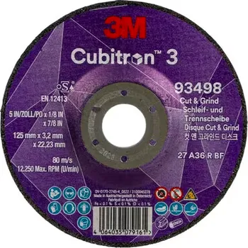 Příslušenství k brusce 3M Cubitron 3, Brusnořezný kotouč Tloušťka: 3,2 mm, Zrnitost: 36+, Průměr: 115 mm