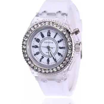 Hodinky Stylové silikonové osvětlené hodinky - Bílý