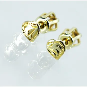 Náušnice Stříbrné náušnice Gold Srdíčka 2630 – jemná elegance se zlatým leskem (Ag 925, zapínání na šroubek)