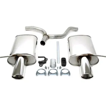 Autodíl TA Technix sportovní nerezový duplex výfuk Audi A4 sedan + Avant (8E / B6, 2001-2004), 1x 100 mm kulatá rovná nerezová koncovka s pertlem pro obě strany