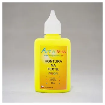 Výtvarná barva ARTEMISS Kontura na textil NEON 55g, neon žlutá