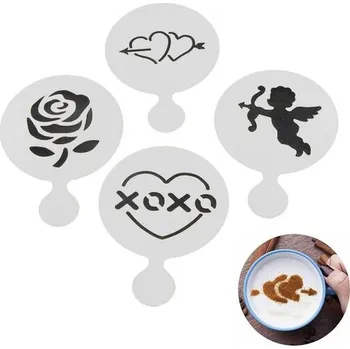 4-dílná sada šablon na kávu