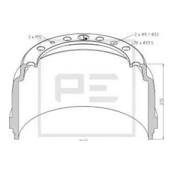 Brzdový buben Brzdový buben přední a zadní 413x213x275/295/335/23,5x10 Scania 5749