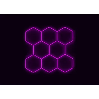 Kompletní LED hexagonové svítidlo růžové, rozměr: 8 elementů 252 x 238 cm