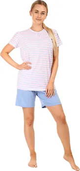 Dámské pyžamo Molvy KT-001/031 modré/růžové proužky