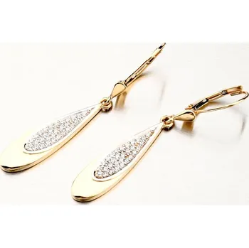 Náušnice Dámské náušnice žluté zlato 585 zirkon visací 52GZ-8052Z-KL