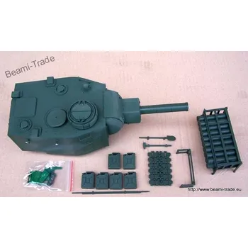 RC náhradní díl Věž tanku KV-2 - InfraRed - hliníkový kanon + drobné díly (Věž na tanky KV1 a KV2 od firem Heng Long a Taigen s InfraRed systémem střelby, obsahuje kompletní kabeláž)