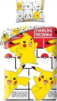 Ložní povlečení Halantex Pokémon Pikachu Happy 140 x 200, 70 x 90 cm zipový uzávěr