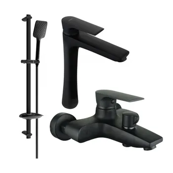 Vodovodní baterie Mexen Axel DF62 koupelnová souprava, černá - 73813DF62-70 Bateriové soupravy