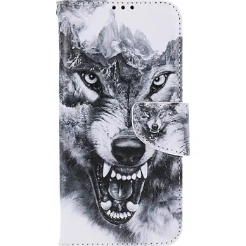 Pouzdro na mobilní telefon Pouzdro Samsung A34 knížkové Černobílý vlk (kryt neboli obal na Samsung A34)