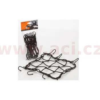 Pružná zavazadlová síť pro motocykly, rozměr 30x30 cm + 6 háčků