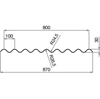 Polykarbonátová deska ELYPLAST ELYPLAST Sklolaminát pro prosvětlení vlnitých plechů 100/30, čirá, 870 x 2500mm, tl.0,8mm,1xUV