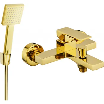 Vodovodní baterie Mexen Uno R45 vanová baterie se sprchovou soupravou, zlatá - 7143R45-50 Bateriové soupravy
