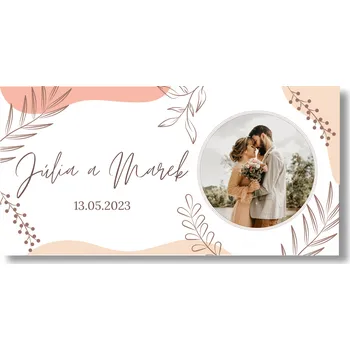 Personal Svatební banner s fotkou - Pink Rozměr banner: 130 x 65 cm