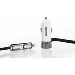 Nabíječka do auta REMAX RCC-102 2v1 vč. microUSB a Lightning datového kabelu stříbrná