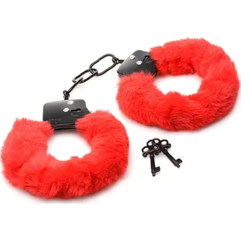 Master Series Cuffed in Fur Furry Handcuffs Red