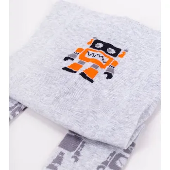 YO Punčocháče punčocháčky punčošky RAB0003C šedé s roboty velikost oblečení - děti: 68/74