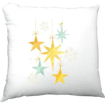 Vánoční dekorace Polštář saténový s potiskem Hvězdy vánoc