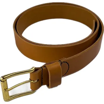 Opasek JUBÖ Šitý kožený opasek Bushcraft - světle hnědý - zlatá spona Varianta: Obvod pasu 77-92 cm