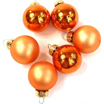 Vánoční ozdoba Baňka sklo závěs - 25 mm - oranžová