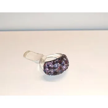 Prsten Prstýnek se SWAROVSKI kamínky - fialový (Fialový prsten s krystalky)