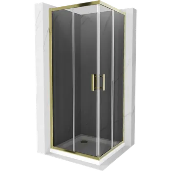 Mexen Rio čtvercová sprchová kabina 80 x 80 cm, grafit, zlatá + sprchová vanička Flat, bílá - 860-080-080-50-40-4010G Sprchové kouty s vaničkou