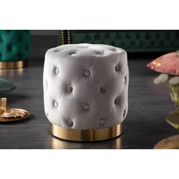 Taburet Barokní luxusní šedá taburetka Modern Barock se sametovým potahem 38cm