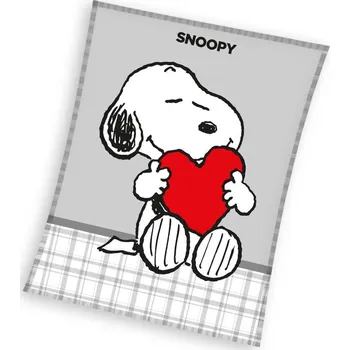 deka Carbotex Deka Dětská Snoopy Love 150x200 pohádka rudá, šedá