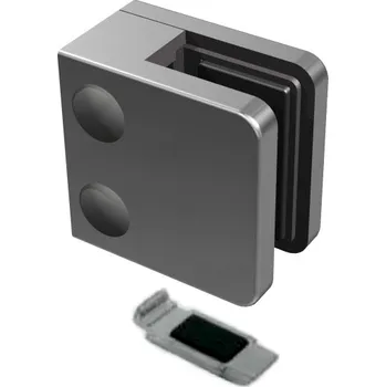 Zábradlí Hahn Steel Nerez držák skla 45 x 45 mm s ploškou, AISI 316, pro profil - rovný vč. těsnění sklo Těsnění pro sklo: 6mm