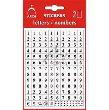 Speciální papír samolepicí etikety/2archy, Číslice 0-9, výška 5mm, Černé