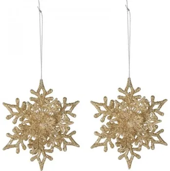 Vánoce Sněhové vločky - zlaté 2 ks 11 cm
