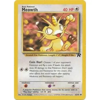 Sběratelská karetní hra Pokémon TR 62/82 Meowth - Team Rocket Stav: Good