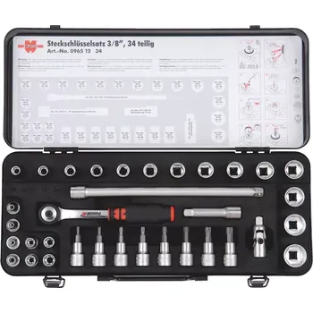 Ruční nářadí WURTH GOLA SADA NÁSTRČNÝCH KLÍČŮ 3/8" 34 KS