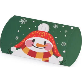 Vánoční dekorace Vánoční dárková krabička sob, Mikuláš, sněhulák, perníček, kostelík, malé, 2 oranžová krajina