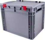 Euro přepravka s víkem 400*300*320 mm, šedá
