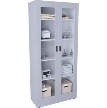 Policová skříň JP - 90 skříň policová, 2-dveřová, sklo,1950x900x400 mm, šedá