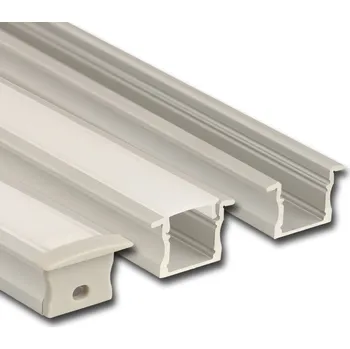 Stavební profil Vestavný hliníkový profil VT, 23x15 mm, mléčný difuzor, komplet, 1 m