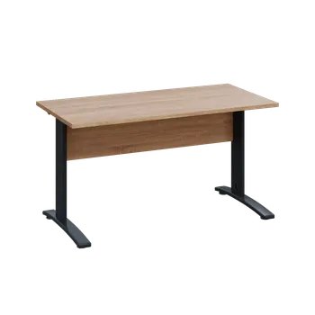 Psací stůl LK 27 - 14 stůl kancelářský, kovová podnož černá, deska 25 mm, široký 1400 mm, dub bardolino