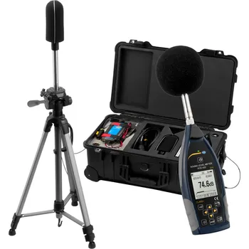 Hlukoměr PCE-432-EKIT, třída 1, se sadou pro měření venkovního hluku, modul GPS