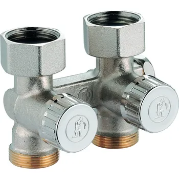 Ventil Giacomini R383 Připojovací armatura radiátoru VK pro jedno/dvoutrubkovou soustavu, přímá, s vypouštěním, nikl