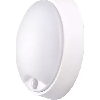 Ledshopik Přisazené kruhové LED svítidlo s pohybovým čidlem | 14W | 1100lm | PIR | IP54 | bílý+černý kryt | - DENNÍ BÍLÁ - 4000K