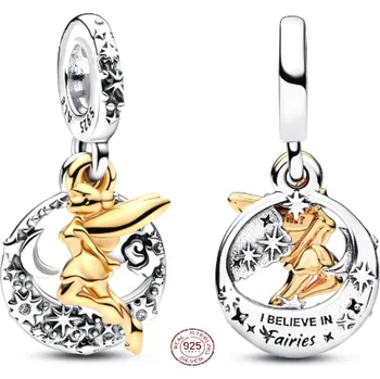 Přívěsek Charm Sterlingové stříbro 925 Disney 100. výročí Zvonilka Hvězdná noc - Jste nadšeni, že se vrátíte do Země Nezemě, přívěsek na náramek