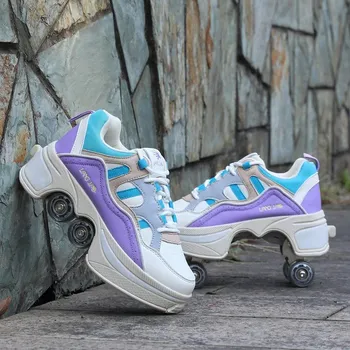 Pánské tenisky Kolečkové tenisky unisex barevné na kolečkách nejen pro děti Barva: Fialová, Velikost: 40