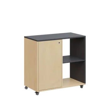 Šatní skříň AERO 23 P kancelářská skříň, 1-dveřová/2 niky, pravá, 750x800x400, kolečka, antracit/bříza světlá