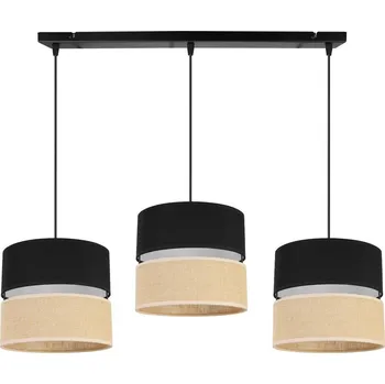 Závěsné svítidlo Juta, 3x jutové/černé textilní stínítko, b