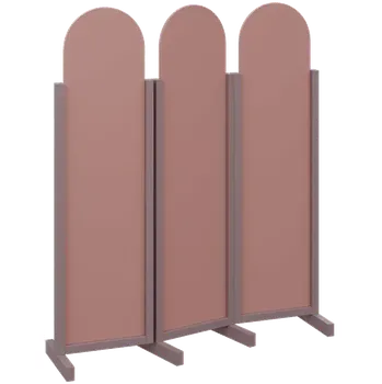 Paraván ATMOSFERE ROUND 116, dřevěný 3-dílný paraván, mobilní, výška 1600 mm, rám sandy lilac, výplň antická růžová