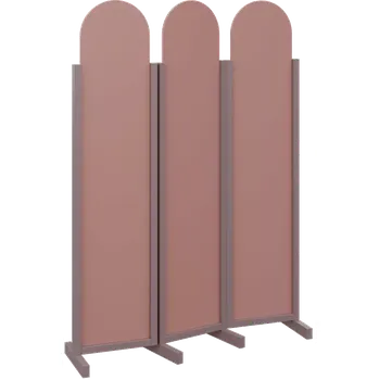 Paraván ATMOSFERE ROUND 119, dřevěný 3-dílný paraván, mobilní, výška 1900 mm, rám sandy lilac, výplň antická růžová