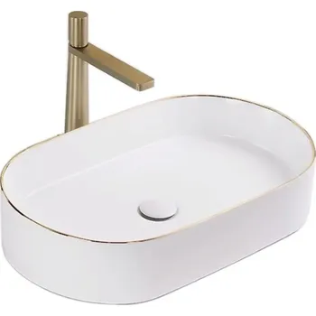 REA - Umyvadlo na desku Nadia bílá/zlato Edge REA-U1063