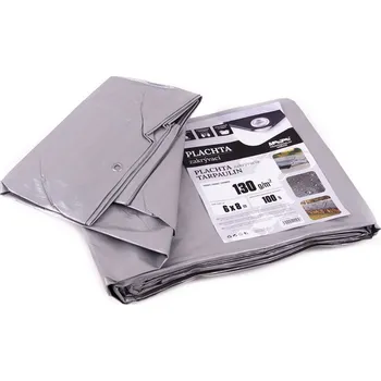 Krycí plachta Plachta zakrývací laminovaná s oky šedá 6x 8m, 130g/m2