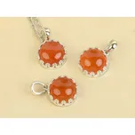 Karneol přívěsek kulatý s obrubou Ag 925/1000 + Rh